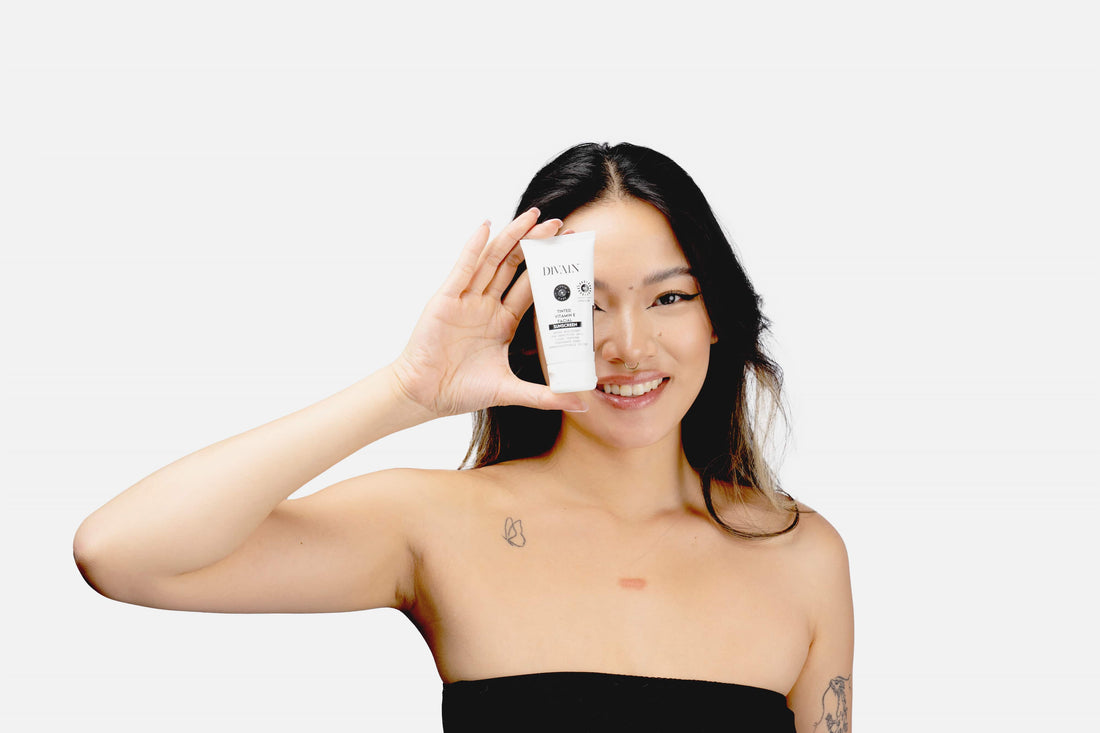 Divain Care tinted facial sunscreen with colour
